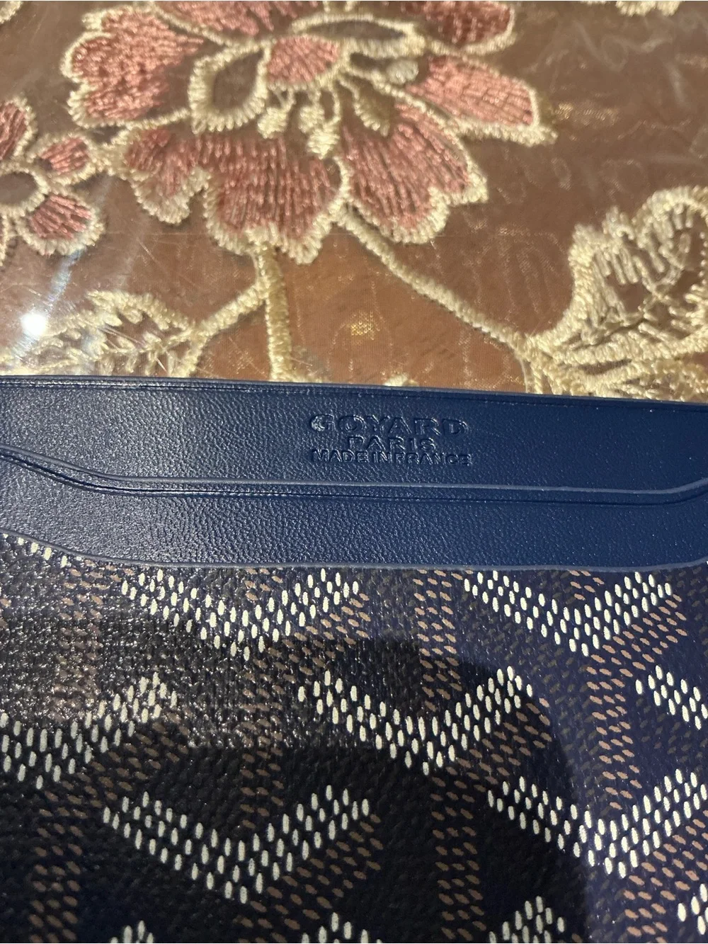 Goyard Navy Card Holder with Goyardine Pattern